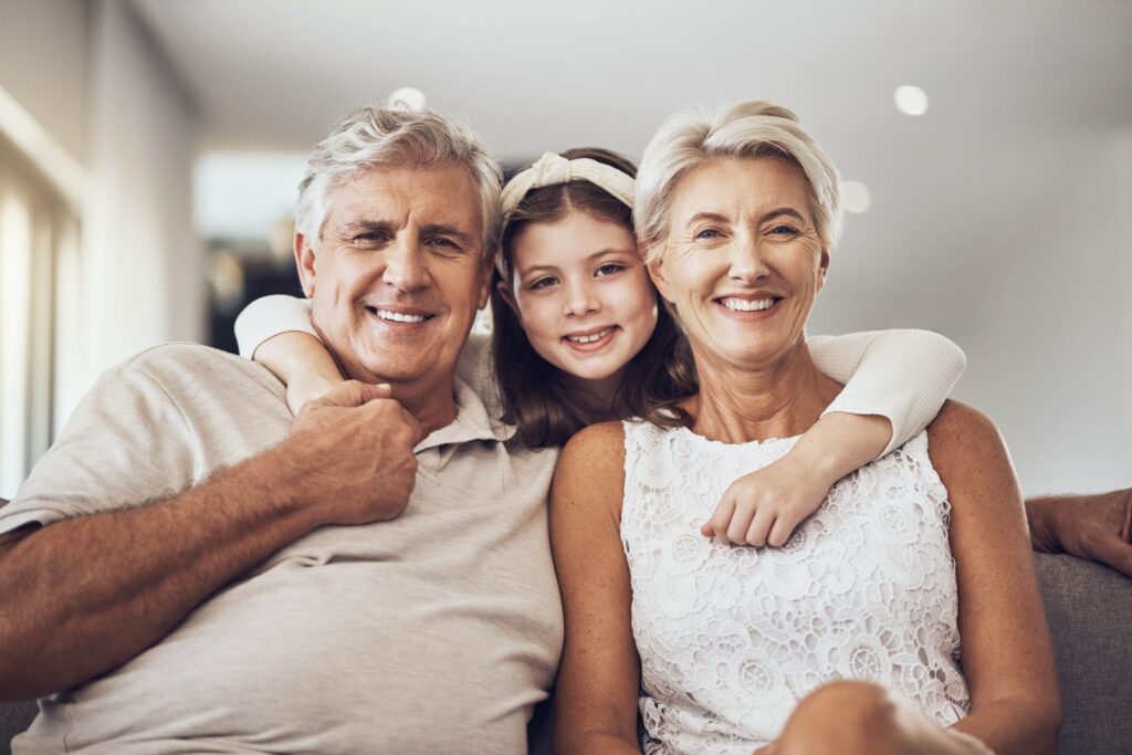 A happy family smiling